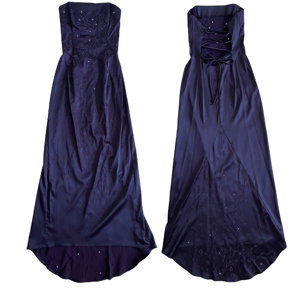 VTG Rampage Stunning Strapless Burgundy Corset Beaded Gown Dress Size 7 Tie Back - Picture 1 of 16